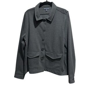 BROOKS BROTHERS gray ponte knit blazer jacket Womens L